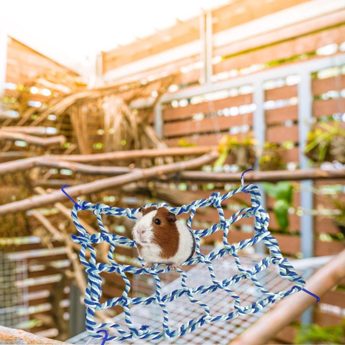 Hammock Climbing Net for Small Animals and Birds, Blue, 32 x 25 cm