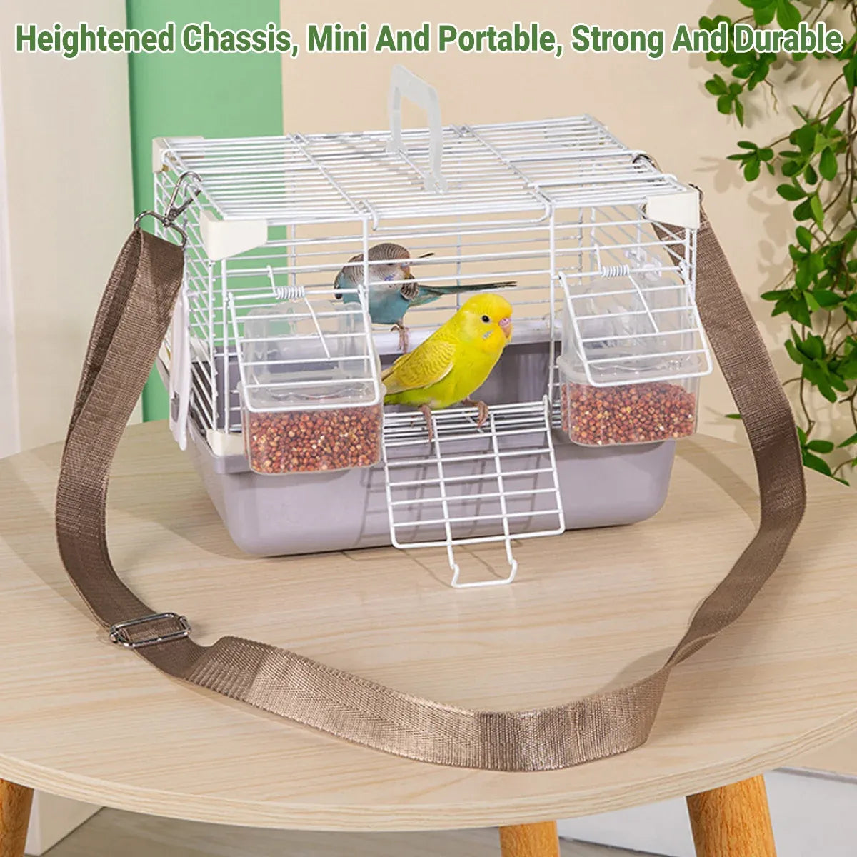 Portable Bird Carrier Cage Backpack Travel Bird Cage Outdoor Ventilated Pet Bag - Grey