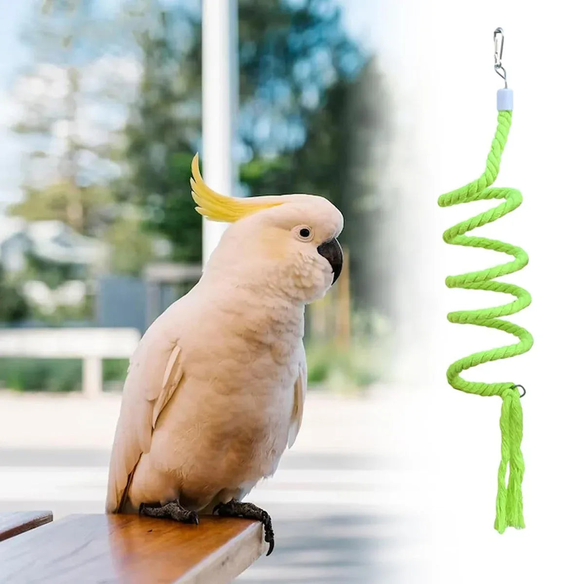 Bird Climbing Rope Toy Cotton Spiral Ladder Parrot Cage Hanging Swing Pet Toy - Gradient colour