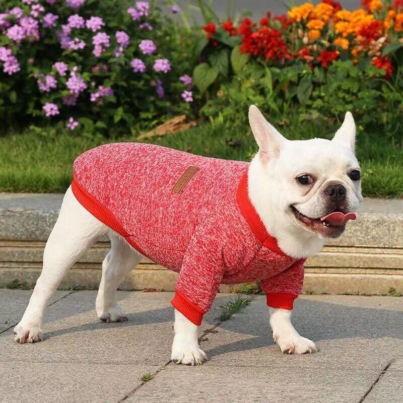 L Size Cute Pet Dog Warm Jumper Sweater Clothes Cat Knitted Coat Winter - Grey