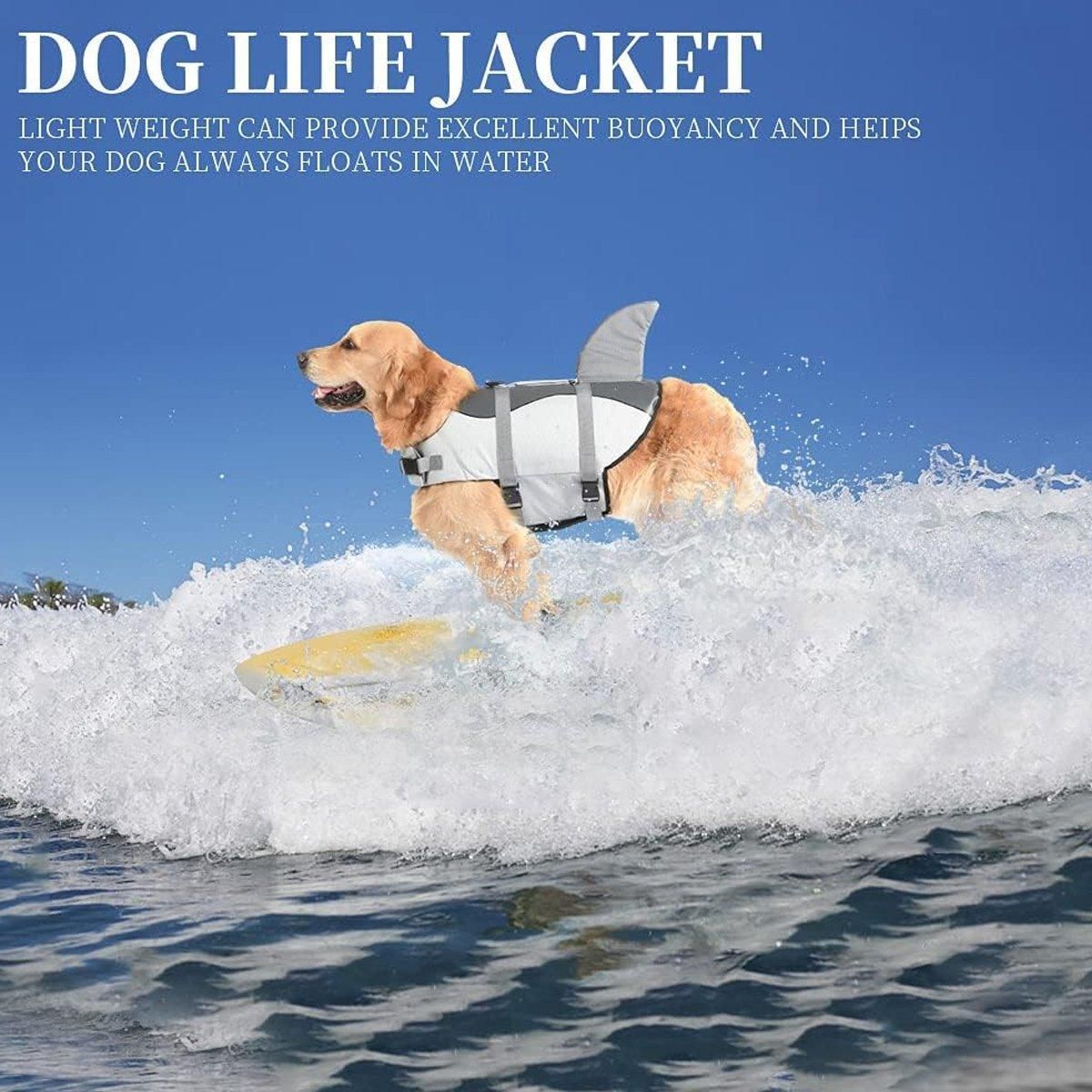 Pet Life Jacket Dog Swim Vest Outdoor Water Gear for Summer Swimming Activities - Grey L