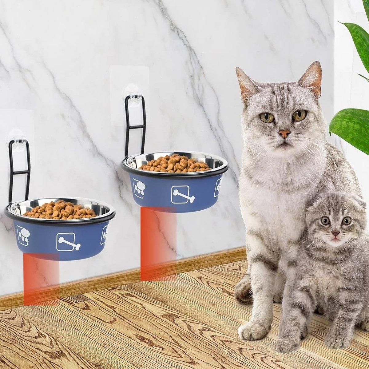 Stainless Steel Pet Bowl Hanging Cat Food Water Bowl Durable for Dogs and Cats - Red-12cm