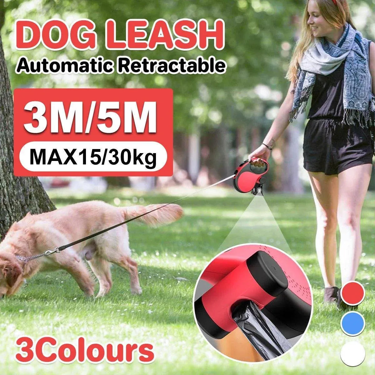 Durable Pet Leash for Small Dogs Adjustable Dog Leash Comfortable Pet Harness - White-5M