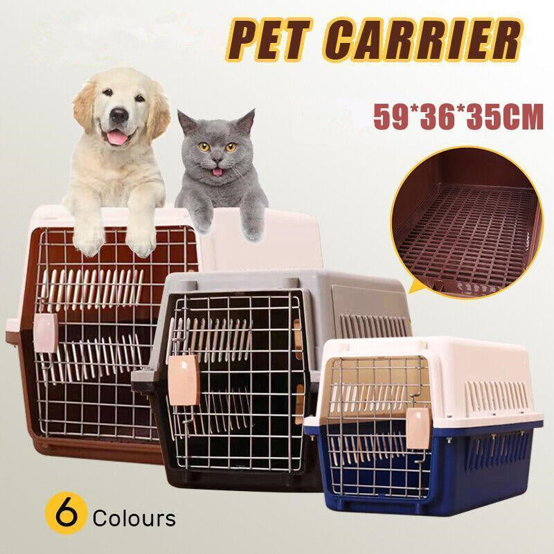 Portable Pet Travel Carrier Crate for Dog Cat Rabbit Ventilated Transport Box - Black