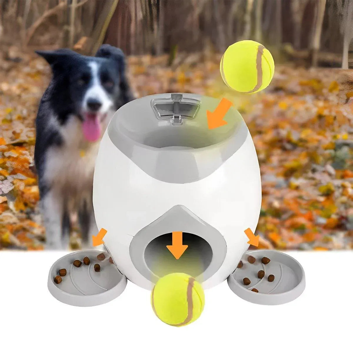 Interactive Dog Toy Tennis Feeder Machine for Training and Treat Rewards - Grey