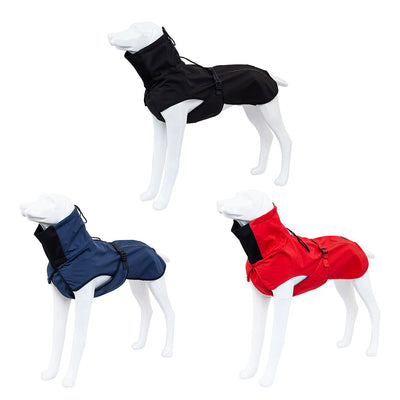 Pet Dog Raincoat Poncho Jacket Windbreaker Waterproof Clothes with Harness Hole-M-Black