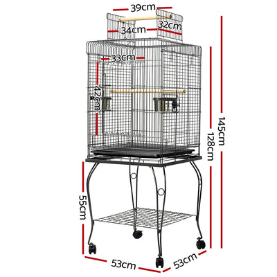 Bird Cage Large 53cm with Perch - Black