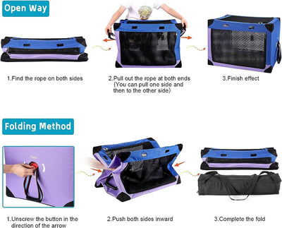Portable Dog Crate Collapsible, Blue Purple