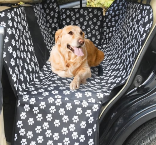 Waterproof Pet Car Seat Cover Black With Mesh Window