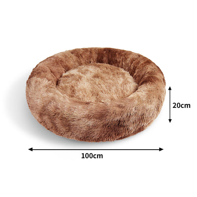 Pawfriends Dog Cat Pet Calming Bed Washable ZIPPER Cover Warm Soft Plush Round Sleeping 100
