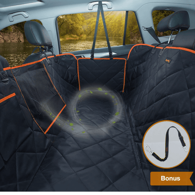 iBuddy Dog Seat Cover Car Hammock w/ Mesh Window & Dog Seat Belt