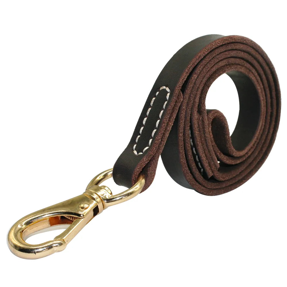 Genuine Leather Dog Leash Large Dogs Pet Walking Leash Training Leads 110cm Length Width 1.6 / 2.0cm Black Brown Colors