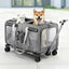i.Pet Pet Carrier Swivel Wheels Foldable Cat Dog Trolley Stroller Travel Bag Grey