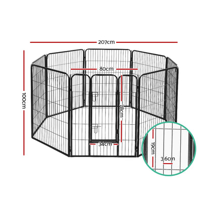 i.Pet 40" 8 Panel Dog Playpen Pet Exercise Cage Enclosure Fence Play Pen