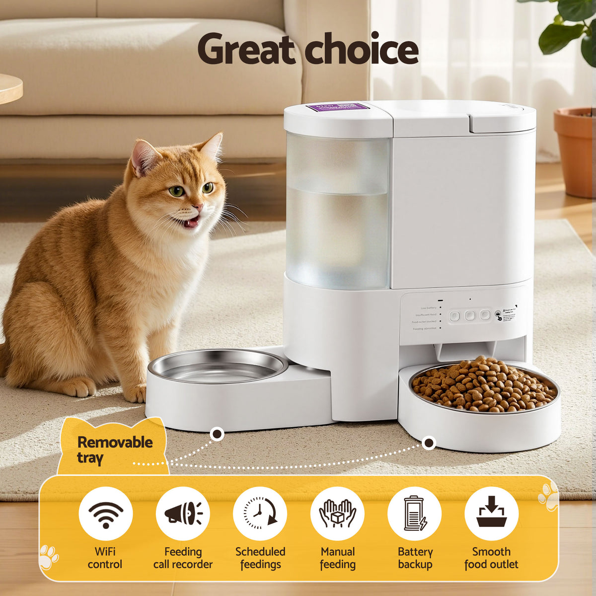i.Pet Automatic Pet Feeder Water Dispenser 2-in-1 Smart WiFi Dog Cat Food 4L