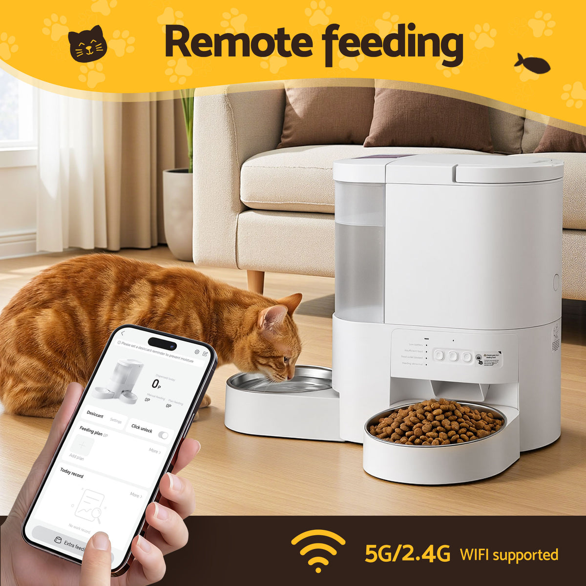 i.Pet Automatic Pet Feeder Water Dispenser 2-in-1 Smart WiFi Dog Cat Food 4L