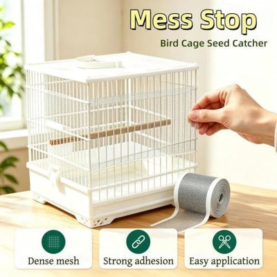 2 Roll Bird Cage Seed, 500cm*7cm Cuttable Mesh Tape for Seed Guards Bird Cage Seed , Adjustable Mesh Cover,Adhesive Mesh Patch for Parrot Parakeet & Cockatiel Cage - Black - Size 500cm*7cm