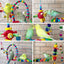 8 pieces - Bird toys - Parrot toys - Parrot swing set - Chew toys - Wooden bells Hanging toys - Pet toys - for Conures, Cockatiels, Lovebirds, Small parakeets, Budgies, Finches - Multicolor