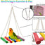 8 pieces - Bird toys - Parrot toys - Parrot swing set - Chew toys - Wooden bells Hanging toys - Pet toys - for Conures, Cockatiels, Lovebirds, Small parakeets, Budgies, Finches - Multicolor