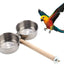 Bird Perch with Feeder CupsBowls Stainless Steel Odorless with Holder Hanger for Outside Durable Water Food Dispenser for Parakeet Cockatiel Conure African Grey Macaw Cage Accessories (B-20CM)