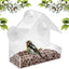 Transparent House-Shaped Window Bird Feeder with Suction Cups, Outdoor Feeding Station for Attracting Small Wild Birds at Home
