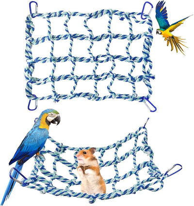 Hammock Climbing Net for Small Animals and Birds, Blue, 32 x 25 cm