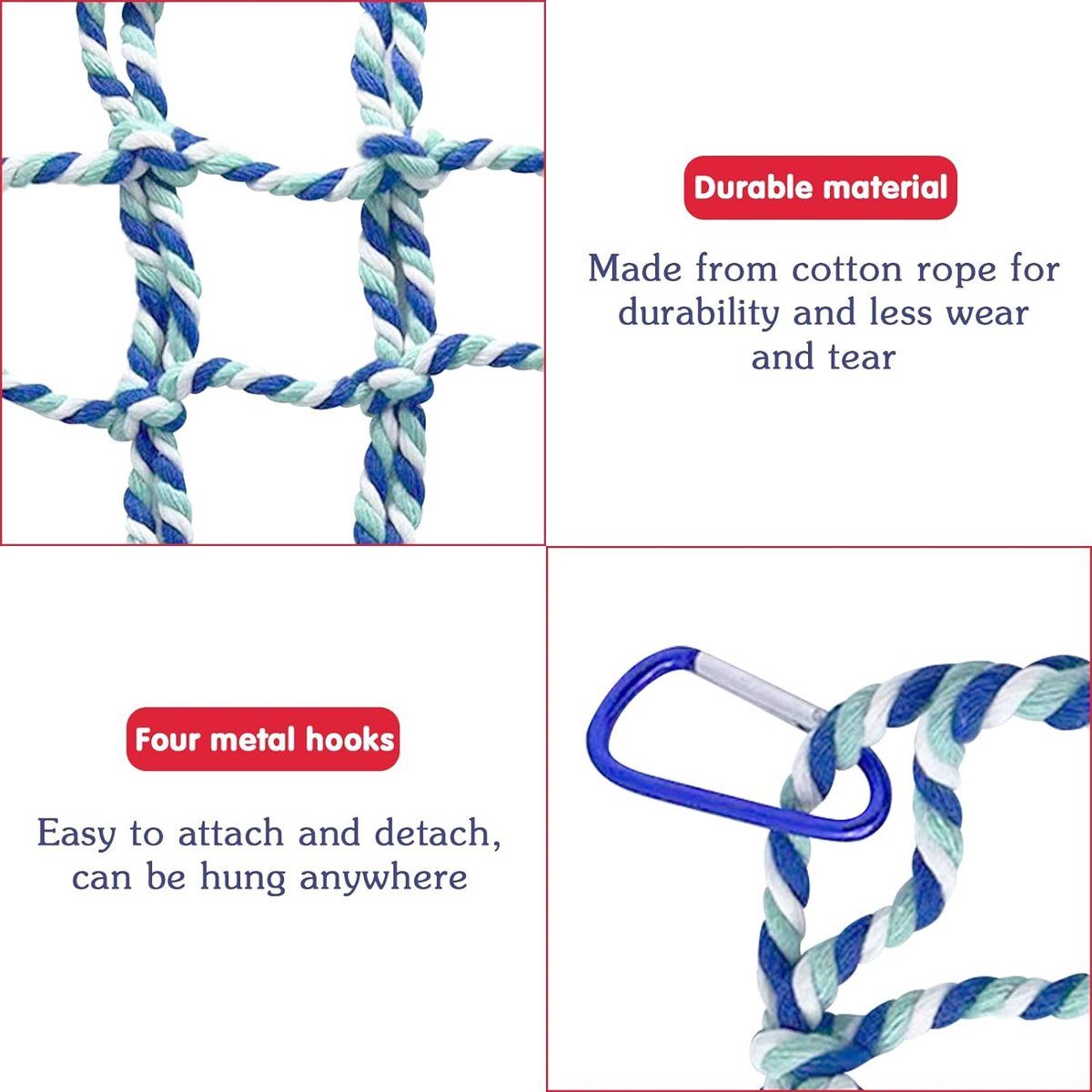 Hammock Climbing Net for Small Animals and Birds, Blue, 32 x 25 cm