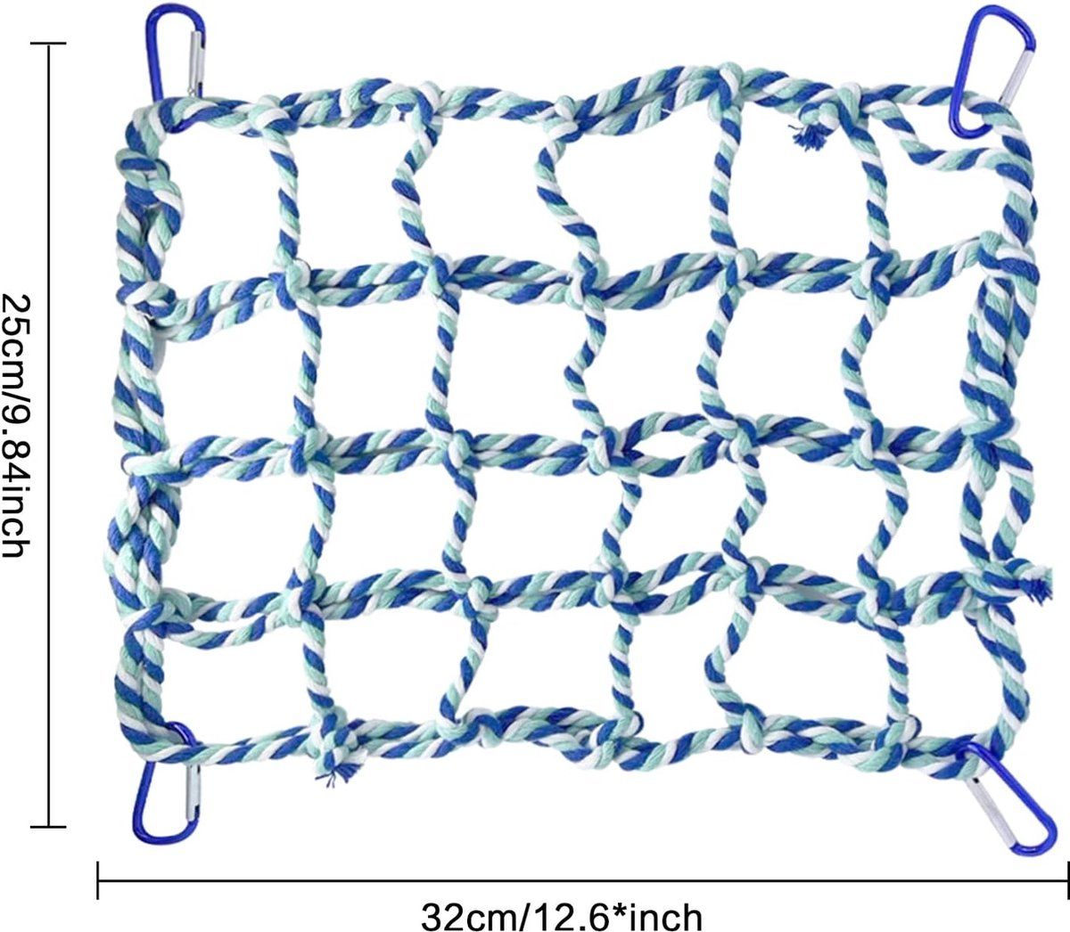 Hammock Climbing Net for Small Animals and Birds, Blue, 32 x 25 cm