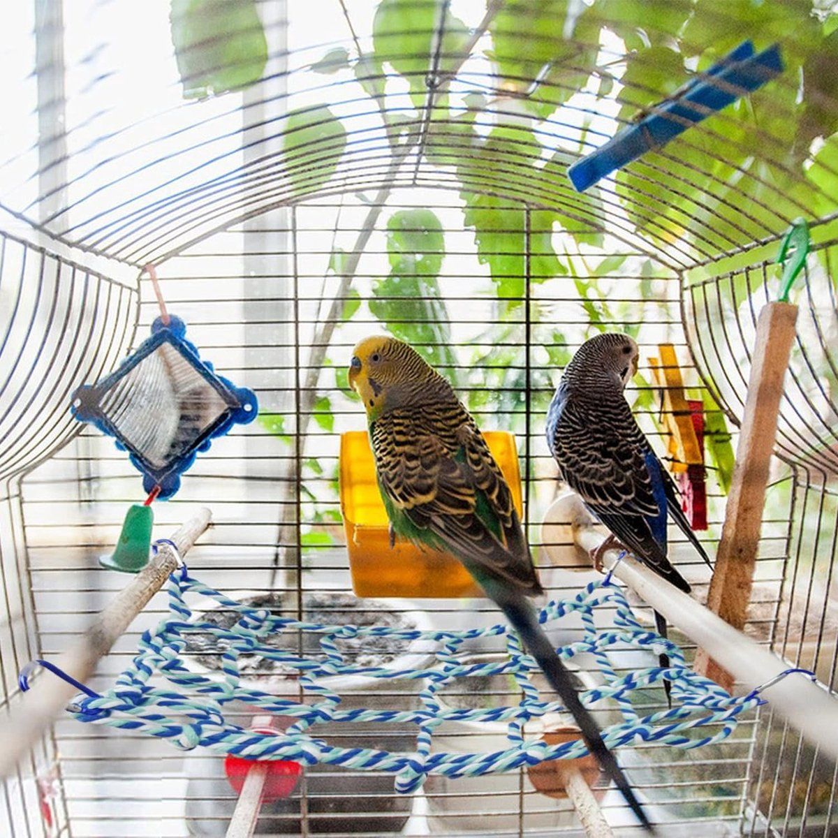Hammock Climbing Net for Small Animals and Birds, Blue, 32 x 25 cm