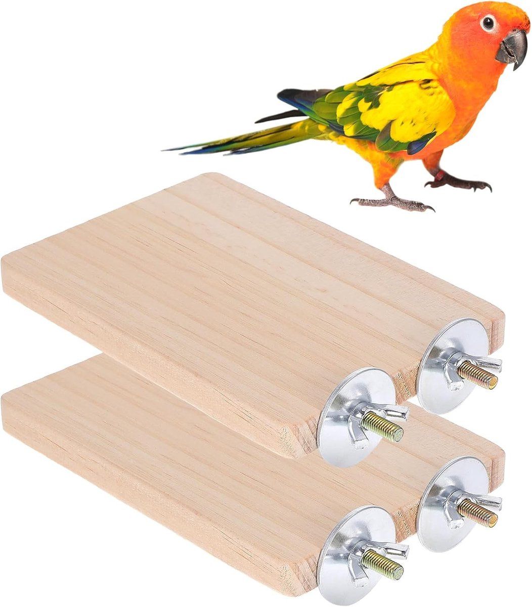 3 Pcs Bird Perch Platform Wooden Stand for Parrots Parakeets Budgies Cockatiels Bird Cage Accessories, Rectangular