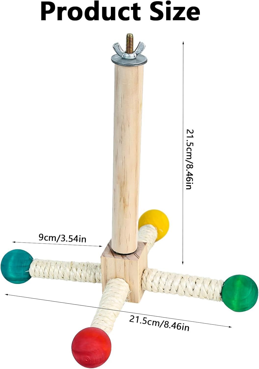 Bird Perch Toys, Interactive Wooden Rotating Stand with Smooth Spinning Design, Bird Cage Accessories for Parrots, Parakeets, Budgies, Lovebirds