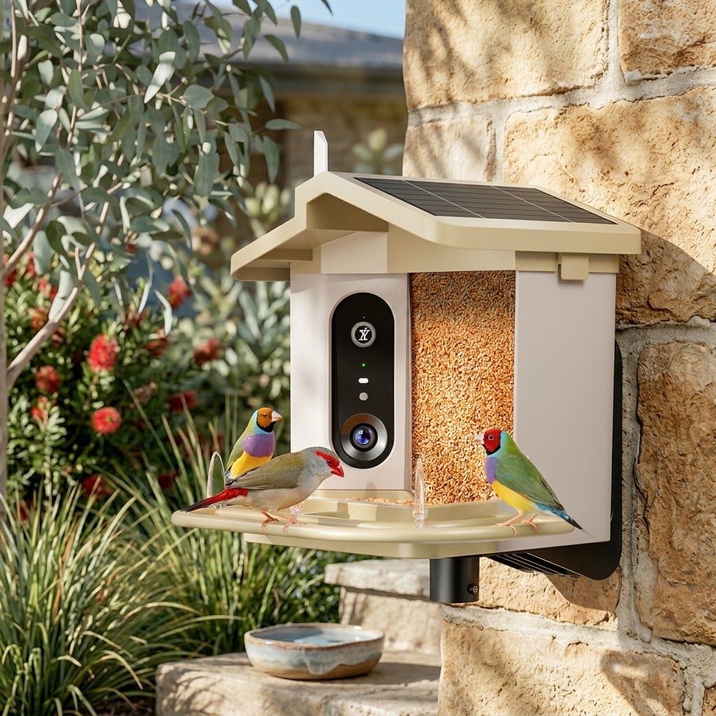 Smart Bird Feeder with 2K-4K Ultra HD AI Bird Recognition, Solar-Powered Outdoor Camera Feeder for Garden, Balcony, or Tree Mounting, Ideal for Bird Watching Enthusiasts and Backyard Wildlife Lovers (2.5K, Green)