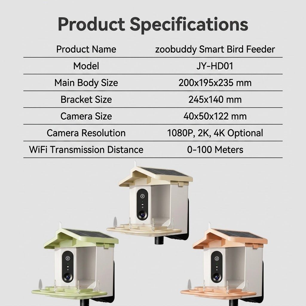 Smart Bird Feeder with 2K-4K Ultra HD AI Bird Recognition, Solar-Powered Outdoor Camera Feeder for Garden, Balcony, or Tree Mounting, Ideal for Bird Watching Enthusiasts and Backyard Wildlife Lovers (4K, Green)