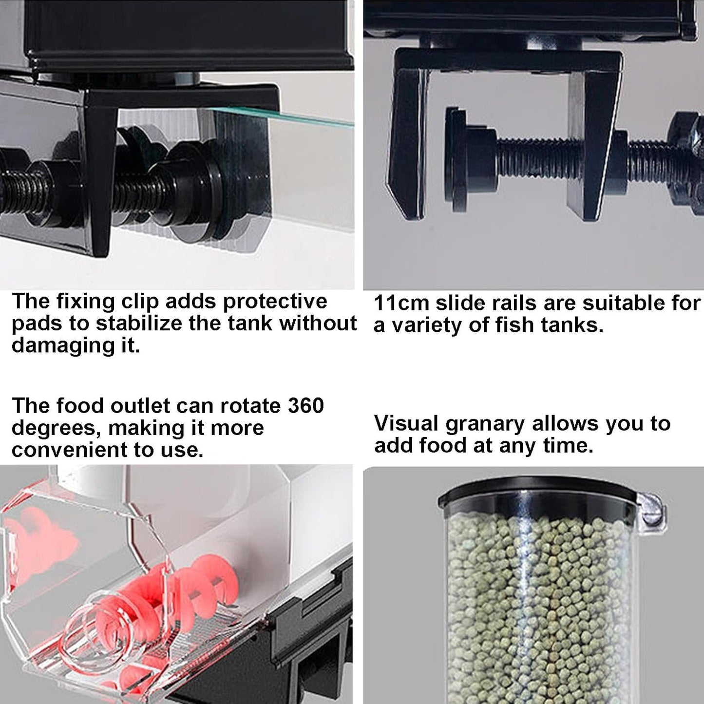 CARLA HOME Automatic Fish Feeder with Timer, Moistureproof Dispenser & Rechargeable Feeding for Aquarium or Tank