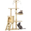CARLA HOME 134cm Cat Tree for Indoor Cats with Hammock, Plush Perch & Sisal Scratching Posts for Kittens & Adult Cats (Beige)