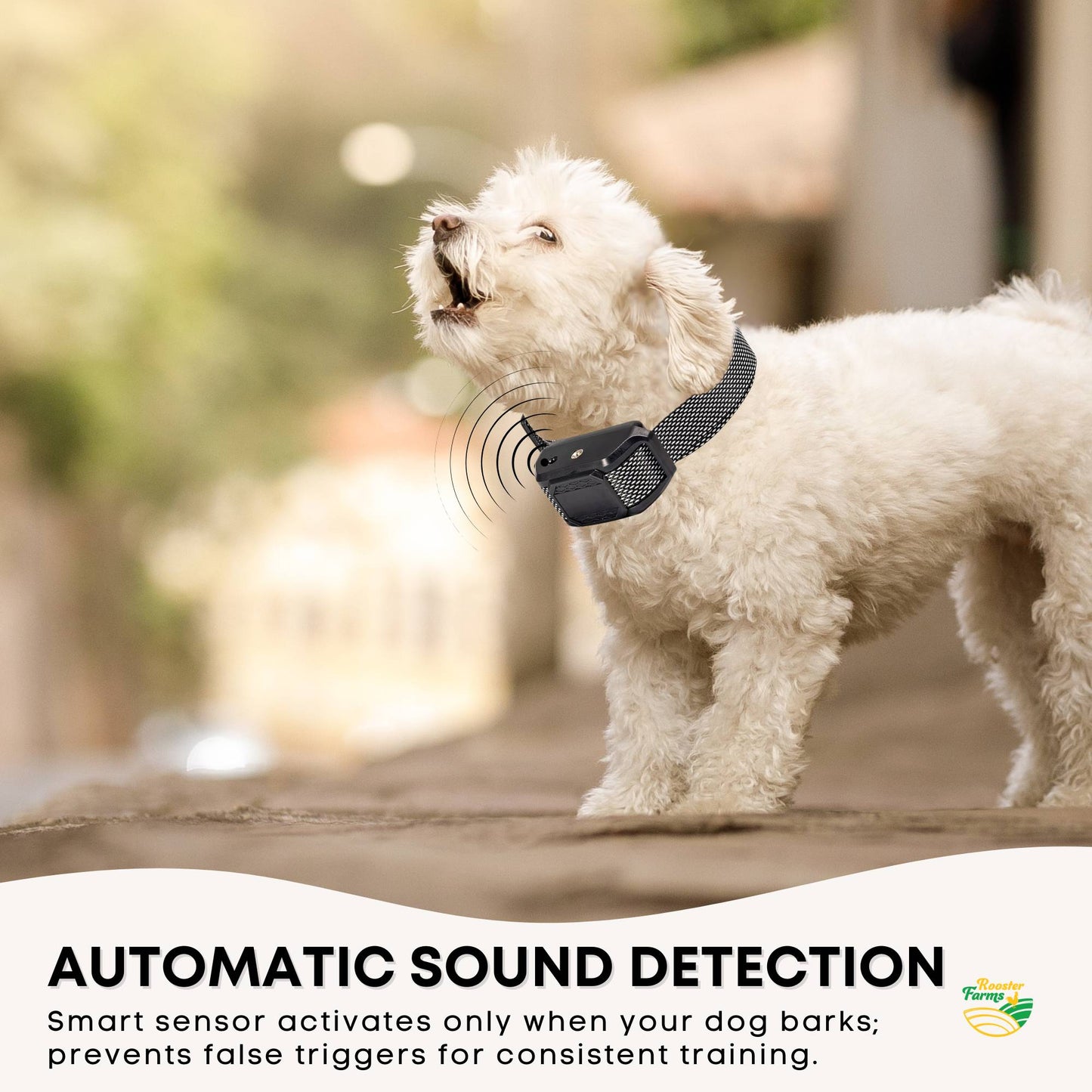 Rooster Farms Dog Bark Training Collar Citronella + Sound Rechargeable Automatic