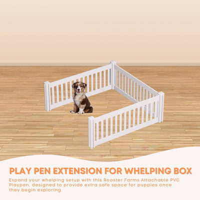 Rooster Farms PVC Dog Play Pen Extension for Whelping Box - 1.15m x 1.15m x 0.48m