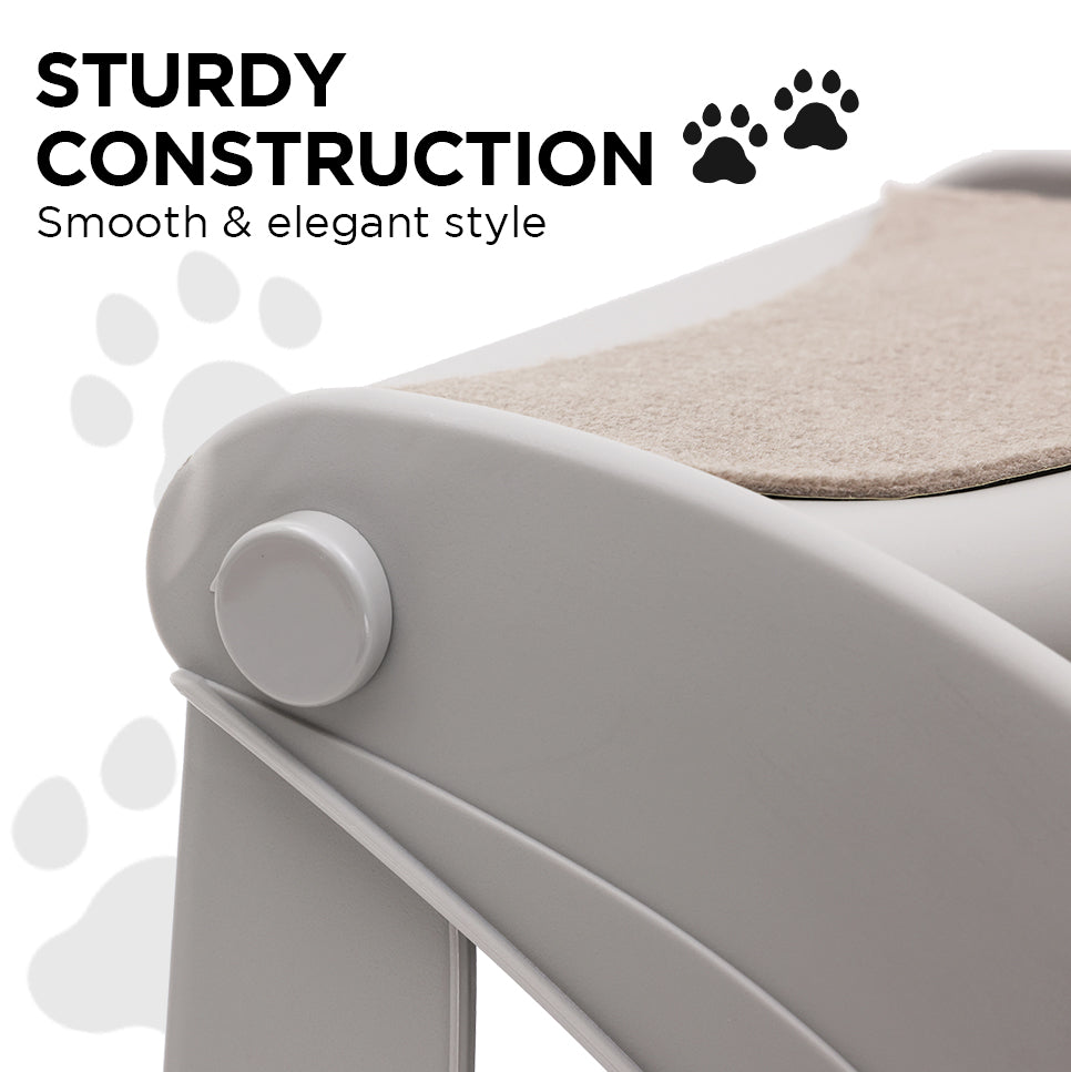Furtastic 38cm Foldable Pet Stairs Grey - Non-Slip Dog Steps Ladder Cat Ramp for High Bed Couch Small Elderly Pets