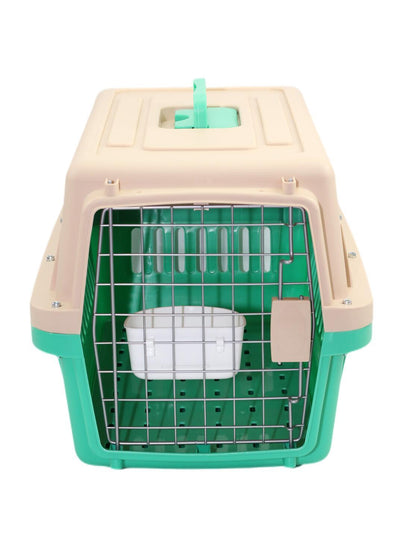 YES4PETS Medium Dog Cat Crate Pet Carrier Airline Cage With Bowl & Tray-Green