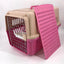 YES4PETS Large Dog Cat Crate Pet Carrier Airline Rabbit Cage With Tray And Bowl Pink