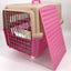 YES4PETS Pink Large Dog Puppy Cat Crate Pet Carrier Cage W Tray, Bowl & Removable Wheels