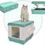 YES4PETS XL Portable Cat Toilet Litter Box Tray Foldable House with Handle and Scoop Green