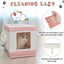 YES4PETS XL Portable Cat Toilet Litter Box Tray Foldable House with Handle and Scoop Pink