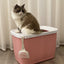 YES4PETS XXL Top Entry Cat Litter Box No Mess Large Enclosed Covered Kitty Tray Pink