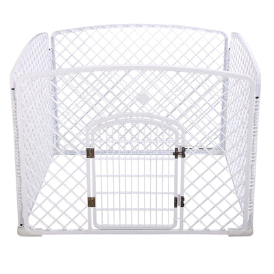 YES4PETS 4 Panel Plastic Pet Pen Pet Foldable Fence Dog Fence Enclosure With Gate White