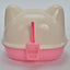 YES4PETS Medium Hooded Cat Toilet Litter Box Tray House With Scoop Pink