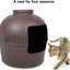 YES4PETS Multifunctional Cat Litter Box Pet Cat House Semi-Enclosed Brown