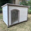 YES4PETS L Timber Pet Dog Kennel House Puppy Wooden Timber Cabin With Stripe White