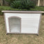 YES4PETS L Timber Pet Dog Kennel House Puppy Wooden Timber Cabin With Stripe White