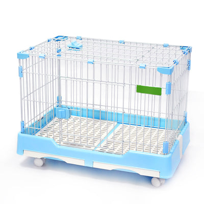 YES4PETS Large Blue Pet Dog Cage Cat Rabbit  Crate Kennel With Potty Pad And Wheel